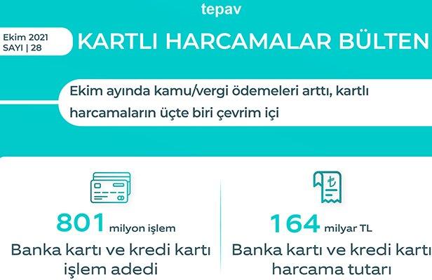 Ekim ayında kamu/vergi ödemeleri arttı, kartlı harcamaların üçte biri çevrim içi